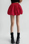casual non-stretch 4 colors high-waist flower bud skirt(size run small)_Black_White_Red