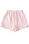casual slight stretch 7 colors drawstring high-waist shorts(size run small)_Black_Gray_Pink