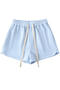 casual slight stretch 7 colors drawstring high-waist shorts(size run small)_Black_Gray_Pink_Yellow_Sky Blue