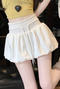 casual slight stretch high-waist drawstring mini skirt(size run small)_Black_White