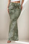 xs-l stylish retro slight stretch graphic printing maxi skirt_Green