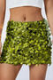 sexy slight stretch sequin decor lace-up all-match mini skirt_White_Green