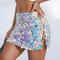 sexy slight stretch sequin decor lace-up all-match mini skirt_White