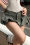 casual non-stretch low-waist solid color bud shorts_Black_Dark Gray