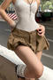 casual non-stretch low-waist solid color bud shorts_Black_Dark Gray_Brown