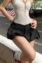 casual non-stretch low-waist solid color bud shorts_Black