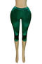 casual plus size slight stretch 6 colors solid color slim satin cropped pants_Black_White_Pink_Yellow_Green