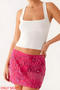 sexy non-stretch sequin embroidery decor high-waist mini skirt_Black_Magenta
