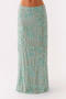 sexy plus size non-stretch beaded sequins decor maxi skirt set_Magenta_Green