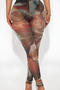 sexy slight stretch see through mesh tie dye high waist leggings_White_Brown