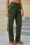 casual plus size non-stretch 4 colors solid color multi-pocket cargo jeans_Black_Dark Green