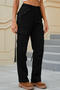 casual plus size non-stretch 4 colors solid color multi-pocket cargo jeans_Black