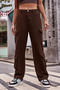 casual plus size non-stretch 6 colors drawstring multiple pockets cargo jeans_Black_Gray_Dark Green_Sky Blue_Khaki _Brown