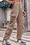 casual plus size non-stretch 6 colors drawstring multiple pockets cargo jeans_Black_Gray_Dark Green_Sky Blue_Khaki