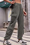 casual plus size non-stretch 6 colors drawstring multiple pockets cargo jeans_Black_Gray