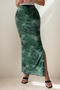 xs-l stylish slight stretch tie dye split side all-match maxi skirt_Green
