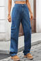 casual plus size non-stretch 8 colors large pockets straight cargo jeans_Black_Gray_Dark Gray_Dark Green_Sky Blue_Dark Blue