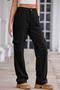 casual plus size non-stretch 8 colors large pockets straight cargo jeans_Black