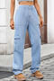 casual plus size non-stretch 8 colors large pockets straight cargo jeans_Black_Gray_Dark Gray_Dark Green_Sky Blue