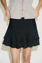 casual non-stretch solid color shirring high-waist mini skirt(size run small)_Black