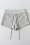 casual slight stretch solid color high-waist drawstring shorts(size run small)_Black_Gray