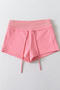 casual slight stretch solid color high-waist drawstring shorts(size run small)_Black_Gray_Pink