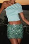 sexy non-stretch solid color sequins all-match mini skirt_Green
