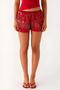stylish non-stretch 5-colors sequins beads flower decor shorts_Pink_Red