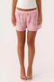 stylish non-stretch 5-colors sequins beads flower decor shorts_Pink