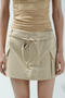 casual non-stretch high-waist solid color cargo skorts_White_Khaki