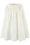 casual non-stretch solid color long sleeves flower cotton midi skirt_White_Beige