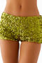 stylish non-stretch solid color sequins mid-waist all-match shorts_Black_Green
