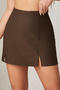 stylish slight stretch 5 colors high waist zip-up side all-match skort_Black_Rose Red_Dark Green_Beige_Brown