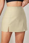 stylish slight stretch 5 colors high waist zip-up side all-match skort_Black_Rose Red_Dark Green_Beige