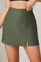 stylish slight stretch 5 colors high waist zip-up side all-match skort_Black_Rose Red_Dark Green