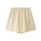 casual non-stretch 3 colors solid color high-waist shorts_White_Yellow