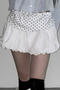 casual non-stretch polka dot print patchwork pleated low-waist mini skirt_Black_White