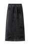 casual non-stretch mesh flower decor high-waist maxi skirt_Black