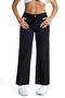 casual plus size slight stretch 4-colors solid color mid waist straight jeans_Black