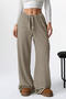 casual plus size slight stretch 4 colors stripe printing drawstring loose pants_Black_Pink_Sky Blue_Brown