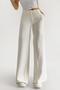 casual non-stretch solid color high-waist pocket loose pants(size run small)_Black_White