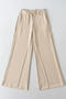 casual non-stretch solid color high-waist pocket loose pants(size run small)_Black_White_Gray_Beige
