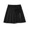 casual non-stretch 3 colors high-waist slit pleated mini skirt(size run small)_Black