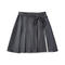 casual non-stretch 3 colors high-waist slit pleated mini skirt(size run small)_Black_White_Dark Gray