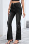 casual plus size slight stretch slim mid waist jeans_Black