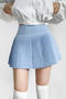 casual slight stretch high-waist solid color pleated mini skirt(size run small)_Pink_Sky Blue