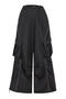 casual non-stretch 3 colors contrast color loose pants_Black