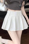 casual non-stretch 3 colors high-waist with lining mini skirt(size run small)_Black_White