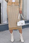 stylish slight stretch checkered knitted 3 colors all-match midi skirt_Black_Sky Blue_Khaki