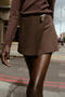 casual non-stretch 3 colors metal decor high-waist skort_Black_White_Brown